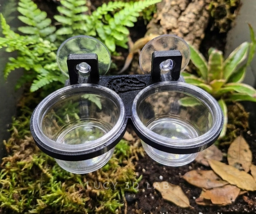 Supporto Mini Doppio per Rettili Arboricoli con Ventosa e 2 Cup Deep 4,5 × 3,5h cm – Lucy 3D Lab