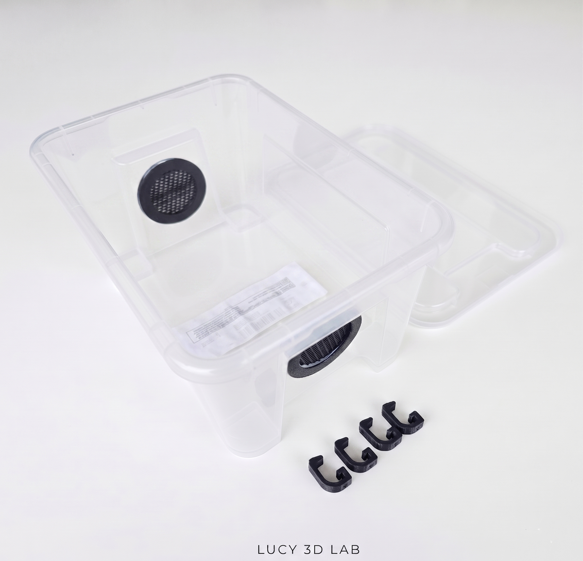 Modified Box 28 × 19 × 14h cm with Air Vents and Clips (Samla 5 L base) – Lucy 3D Lab