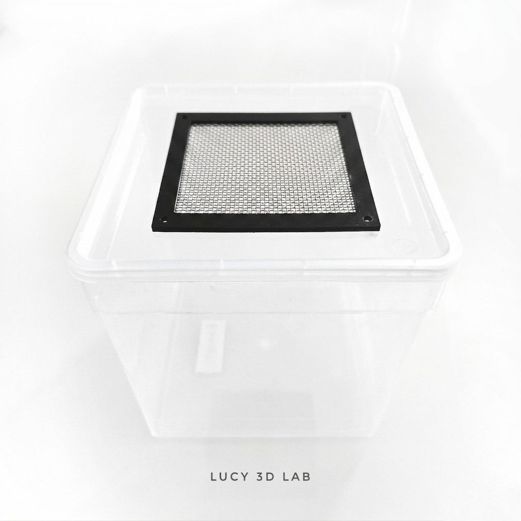 Modified Box 18.5 × 18.5 × 19h cm with Wire Mesh on the Lid (Braplast base) – Lucy 3D Lab