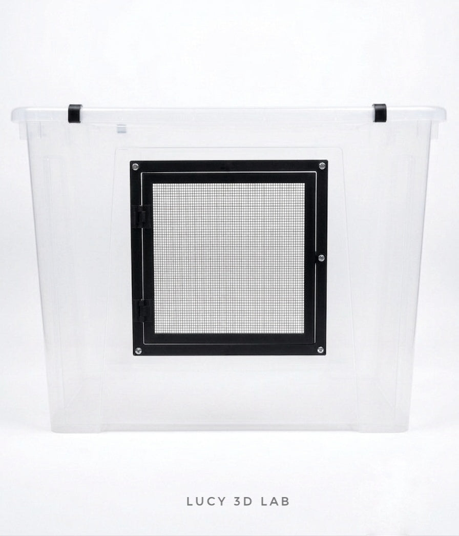 Modified Box 56 × 39 × 42h cm with Front Plastic Mesh Door and Side Air Vents (65 L Samla base) – Lucy 3D Lab