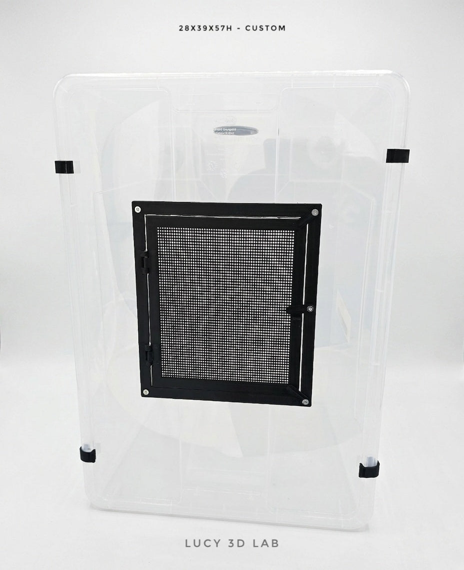 Vertical Modified Box 39x28x57h with Plastic Mesh Door, Air Vent and Clip (45L) - Lucy 3D Lab