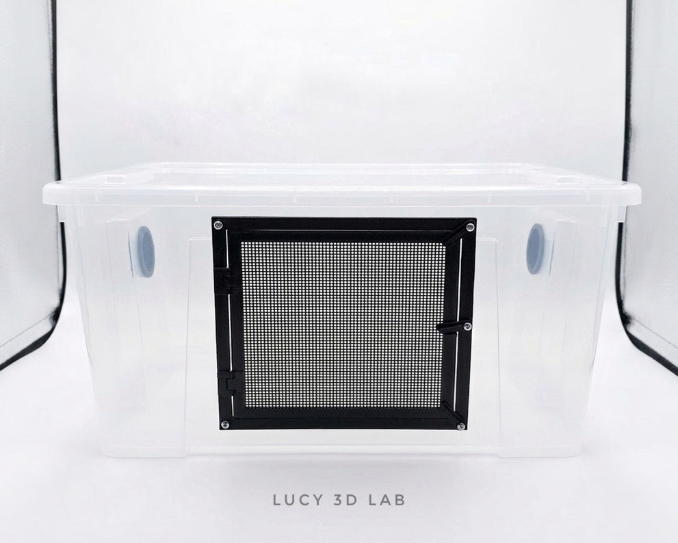 Modified Box 57 × 39 × 28h cm with Front Plastic Mesh Door, Air Vents (Samla 45 L base) – Lucy 3D Lab