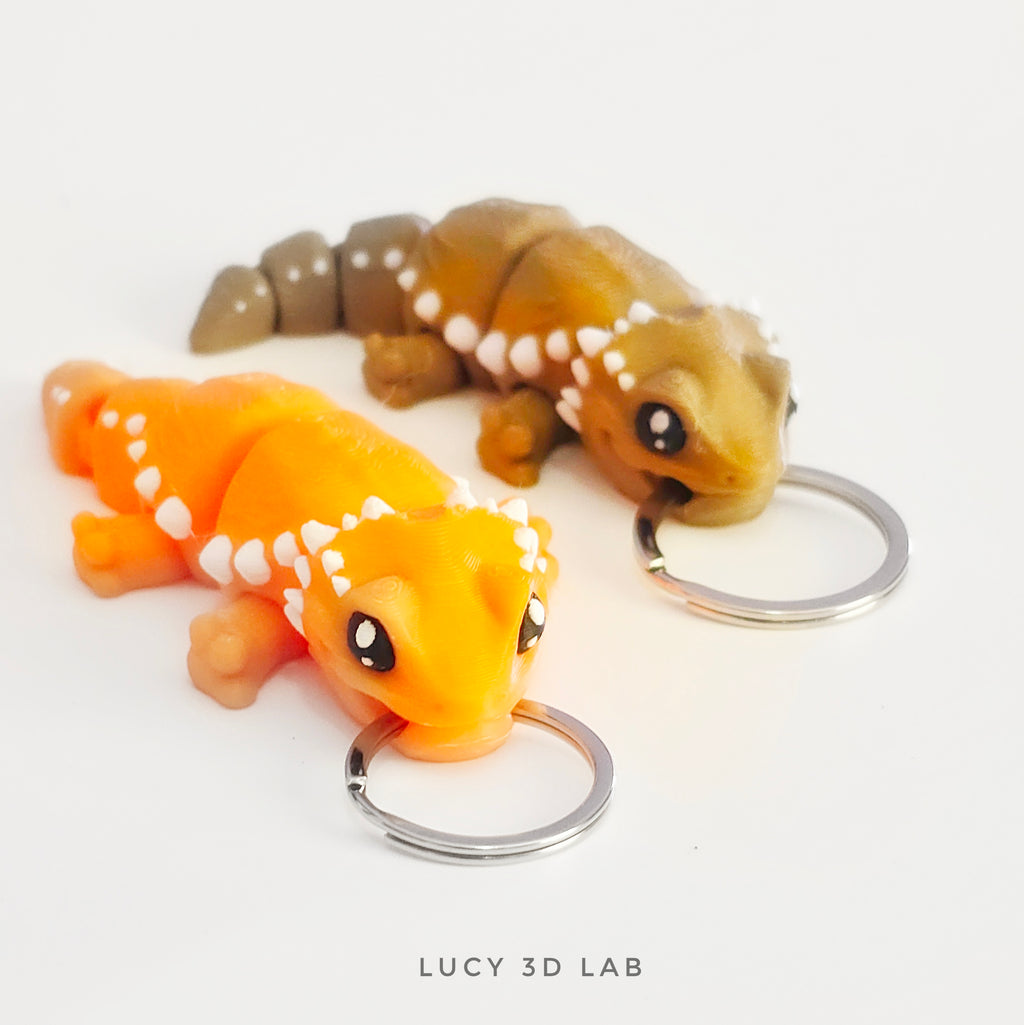 Articulated 3D Bearded Dragon (Pogona vitticeps) Keychain – Lucy 3D Lab
