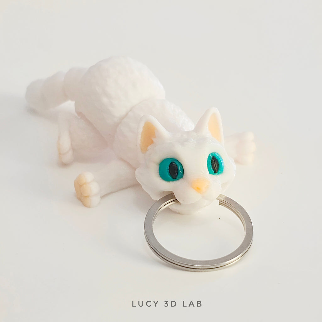 3D Articulated Cat Keychain – Lucy 3D Lab