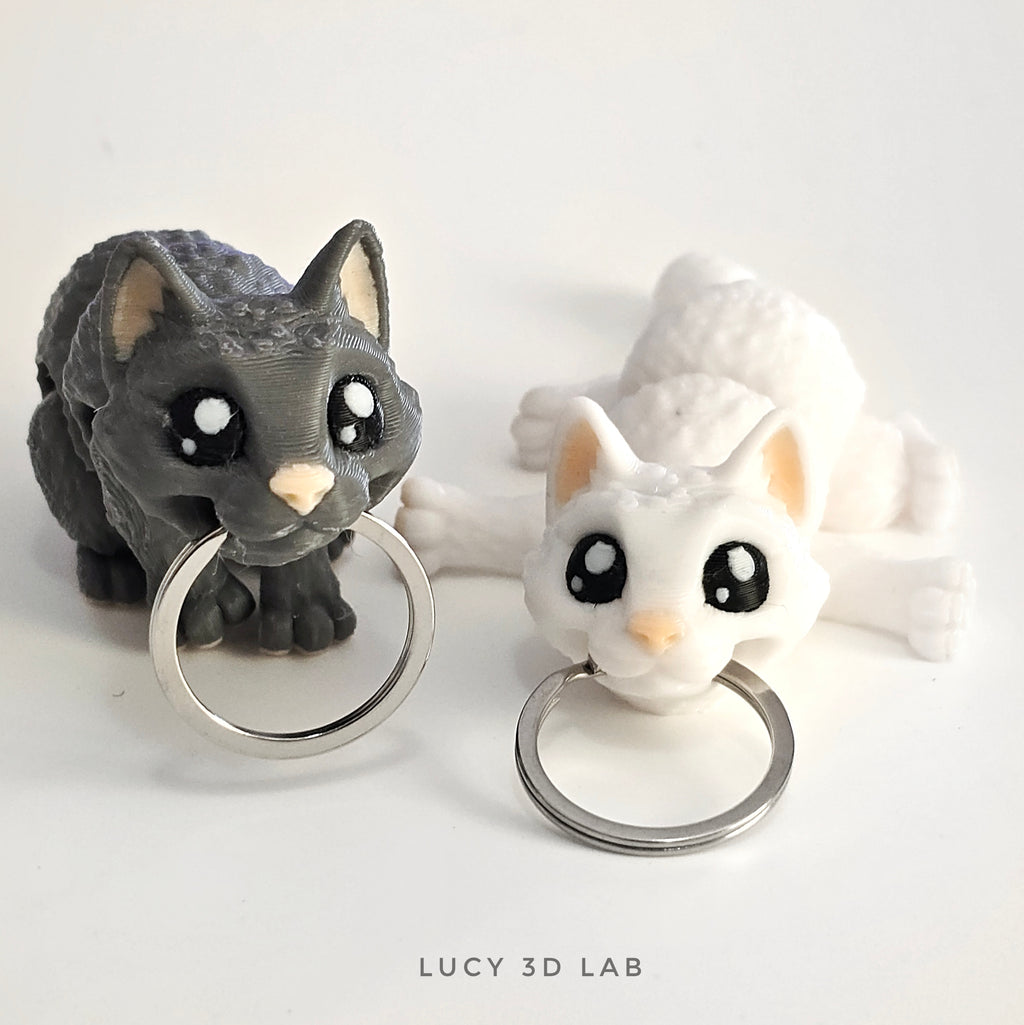 3D Articulated Cat Keychain – Lucy 3D Lab