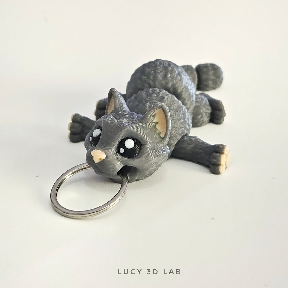 3D Articulated Cat Keychain – Lucy 3D Lab