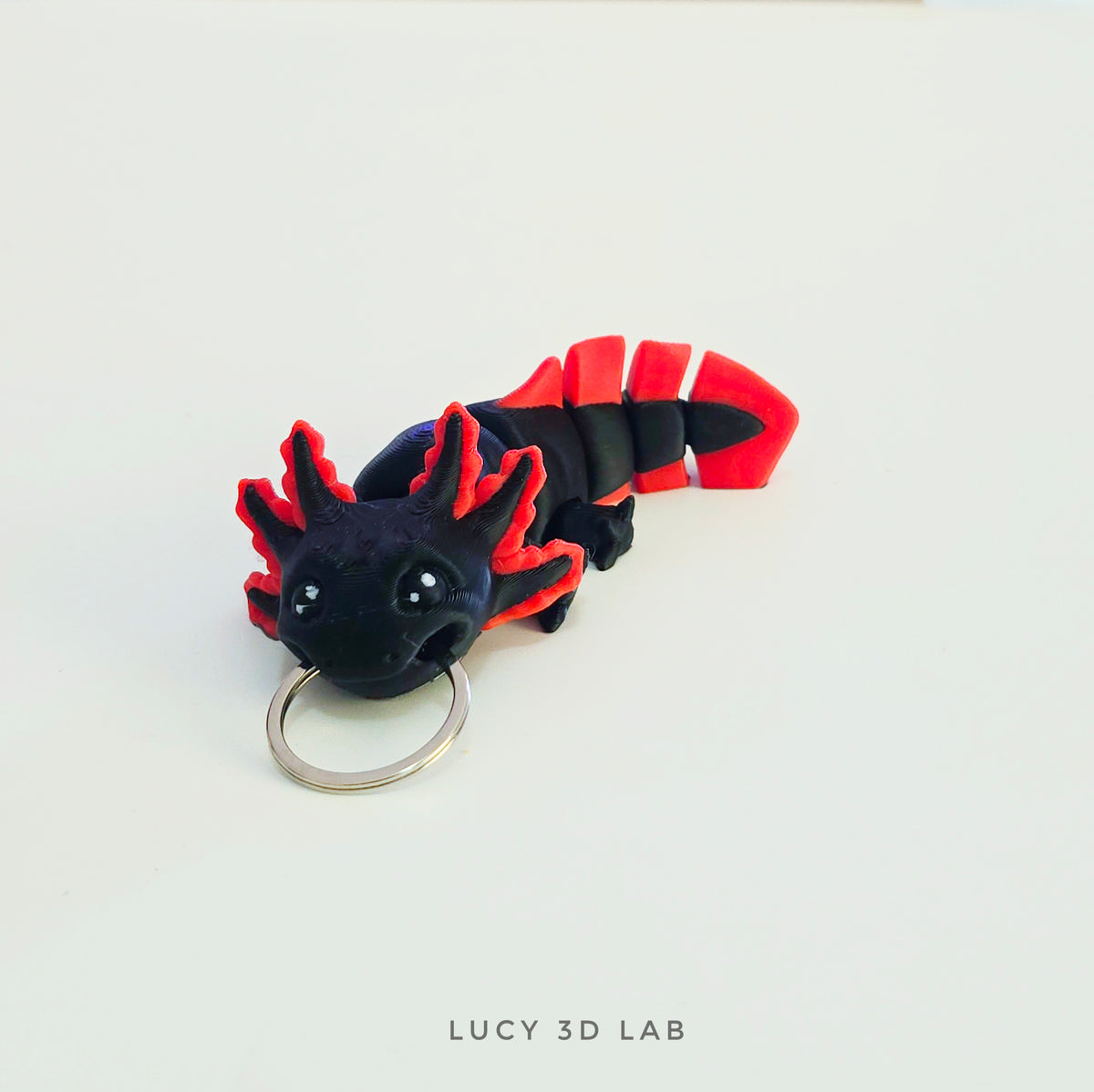 3D Articulated Axolotl Keychain – Lucy 3D Lab