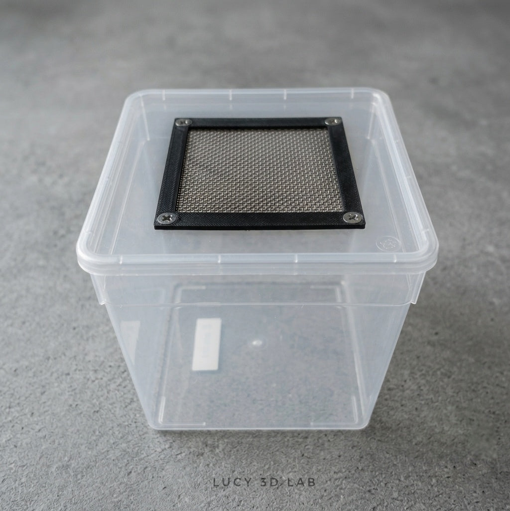 Modified Box 18.5 × 18.5 × 19h cm with Wire Mesh on the Lid (Braplast base) – Lucy 3D Lab