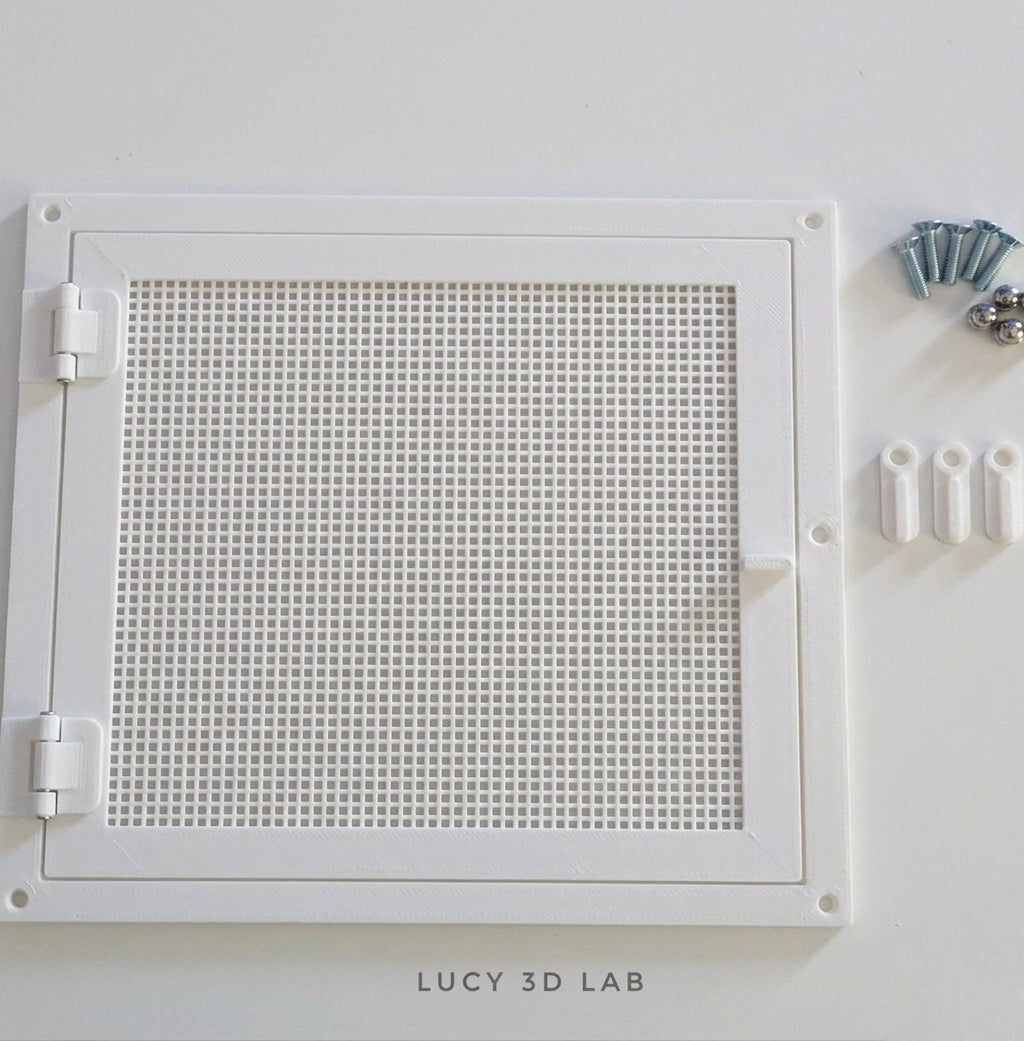 Porta con Rete in Plastica 25 × 22h cm per Box e Terrari Custom - Lucy 3D Lab